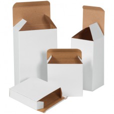2 1/2" x 2 1/2" x 8" White Reverse Tuck Folding Cartons