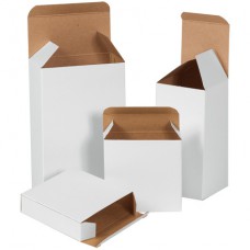 3 1/2" x 1 1/4" x 3 1/2" White Reverse Tuck Folding Cartons